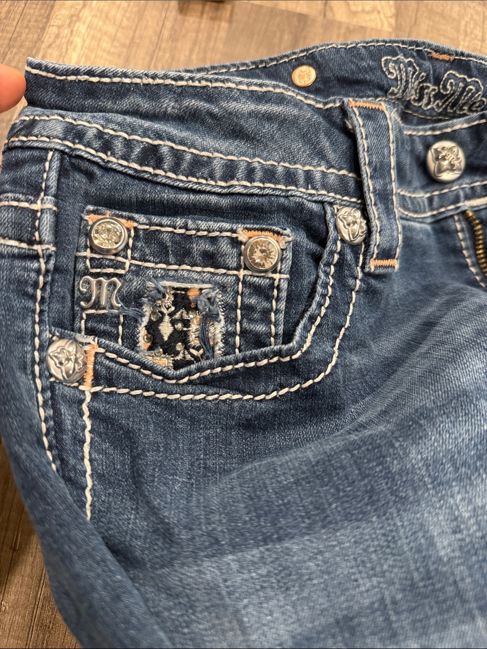 Miss Me Dark Blue Embellished Bootcut Jeans - Picture 5 of 6